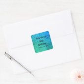 Sticker Carré Glitterie Turquoise Bleu Vert Étincelle 16e annive (Enveloppe)