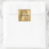 Sticker Carré Glittery Gold Foil Classic Script M Monogramme (Sac)
