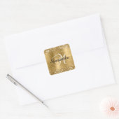 Sticker Carré Glittery Gold Foil Classic Script M Monogramme (Enveloppe)