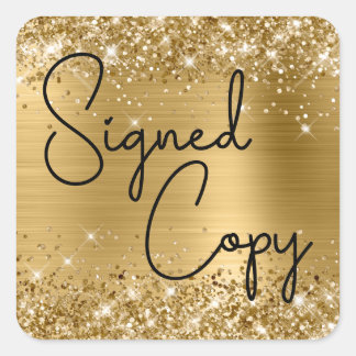 Sticker Carré Glittery Gold Foil Coeur mou Signé Copie