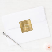 Sticker Carré Glittery Gold Foil Joyeux anniversaire (Enveloppe)
