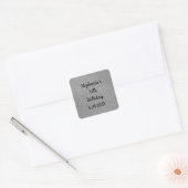 Sticker Carré Glittery Grey Silver Joyeux Anniversaire Nom Perso (Enveloppe)