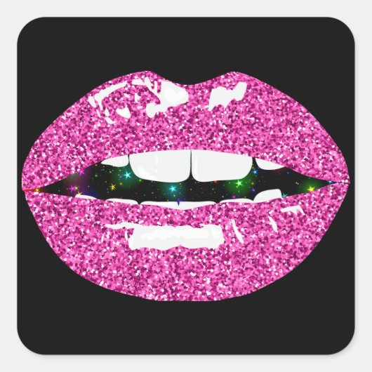 STICKER CARRÉ GLITTERY KISS (Devant)