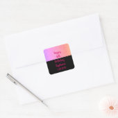 Sticker Carré Glittery Rose Gold Rose Noir Joyeux Anniversaire N (Enveloppe)