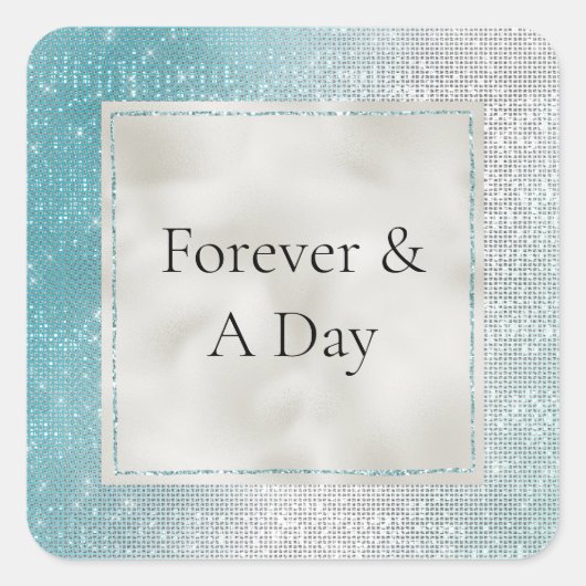 Sticker Carré Glitzy Aqua Ombre Sparkle Mariage (Devant)