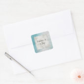Sticker Carré Glitzy Aqua Ombre Sparkle Mariage (Enveloppe)