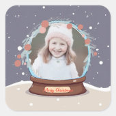 Sticker Carré Globe des neiges de Noël (Devant)