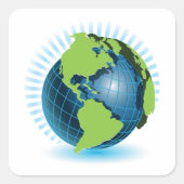 Sticker Carré Globe Vert (Devant)