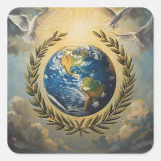 Sticker Carré Globes de Paix et d'Unité Peintures d'Art Traditio