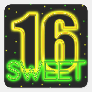 Sticker Carré Glow in the Dark Sweet 16