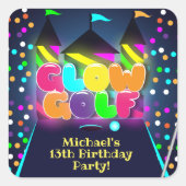Sticker Carré Glow Miniature Golf fête d'anniversaire (Devant)