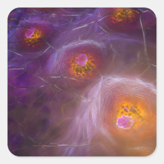 Sticker Carré Glowing Cellular Network Abstract Art