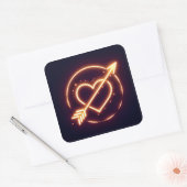 Sticker Carré glowing image of a heart with cupid's arrow (Enveloppe)