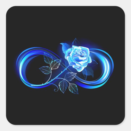 Sticker Carré Glowing infinity with blue rose (Devant)