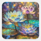 Sticker Carré Glowing Lotus Flowers Trio (Devant)