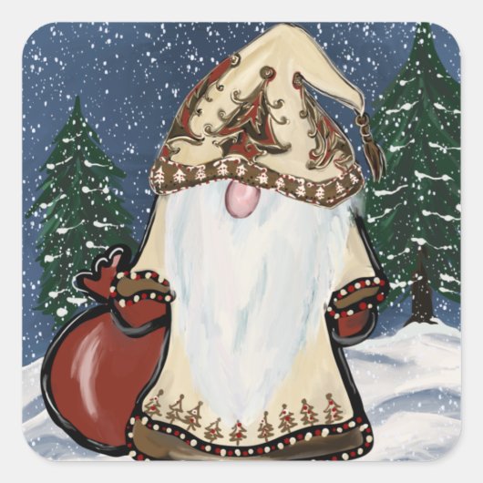 STICKER CARRÉ GNOME DE NOËL (Devant)