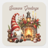 Sticker Carré gnome de Noël Joyeuses Fêtes (Devant)