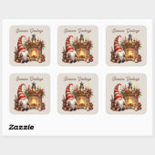 Sticker Carré gnome de Noël Joyeuses Fêtes (Feuille)