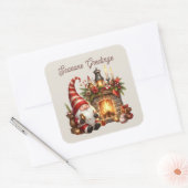 Sticker Carré gnome de Noël Joyeuses Fêtes (Enveloppe)