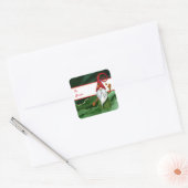 Sticker Carré Gnome de Noël Rouge et Vert Gemstone Rustique Glam (Enveloppe)