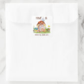 Sticker Carré Gnome home champignon jardin plante fleurs (Sac)