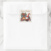 Sticker Carré gnome Joyeuses Fêtes ajouter du texte (Sac)