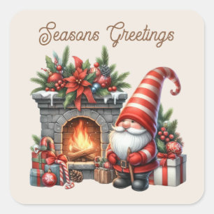 Sticker Carré gnome Joyeuses Fêtes ajouter du texte