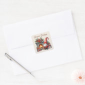 Sticker Carré gnome Joyeuses Fêtes ajouter du texte (Enveloppe)