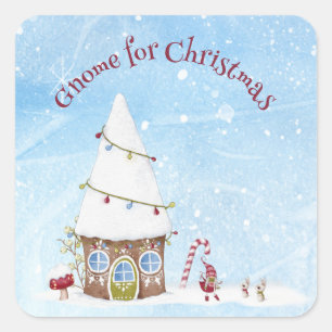 Sticker Carré Gnome pour Noël Snowfall sur Gnome Home