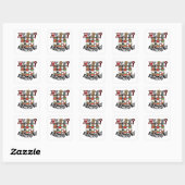 Sticker Carré Gnomes Drôle Joyeux Tout Noir Blanc Plaid (Feuille)