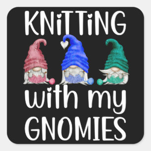 Sticker Carré Gnomes Gnome Tricot Tricot Avec Mes Gnomes