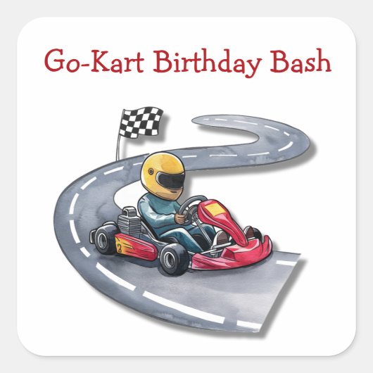 Sticker Carré Go-Kart Anniversaire Bash (Devant)