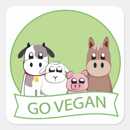 Sticker Carré Go Vegan (Devant)