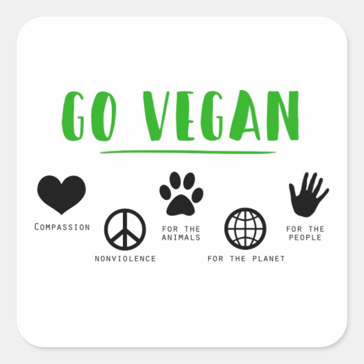 Sticker Carré Go Vegan (Devant)