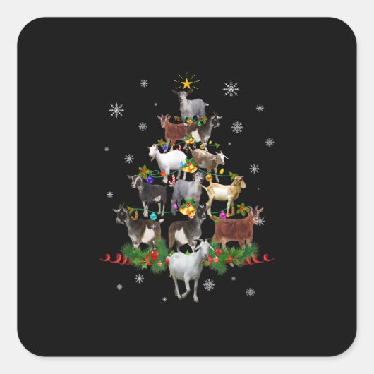 Sticker Carré Goat Christmas Tree Snow Goat Xmas (Devant)