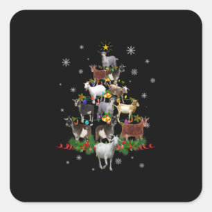 Sticker Carré Goat Christmas Tree Snow Goat Xmas