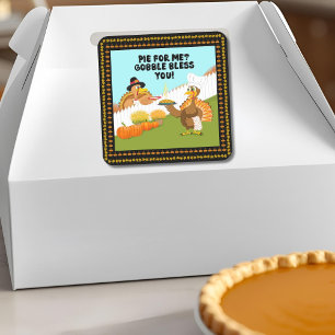 Sticker Carré Gobble Bless You Funny Turquie's Friendsgiving