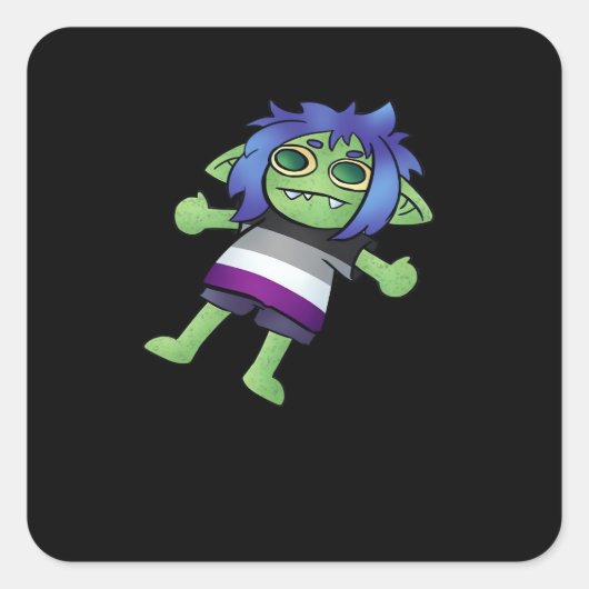 Sticker Carré Goblincore Asexual Pride Goblin Classic (Devant)