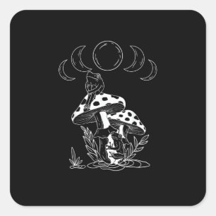 Sticker Carré Goblincore esthétique et champignon Cottagecore co