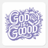 Sticker Carré 「God is Good」タイポグラフィ (Devant)