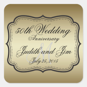 Sticker Carré Gold 50th Wedding Anniversary