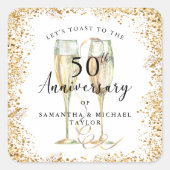Sticker Carré Gold 50th Wedding Anniversary (Devant)