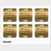 Sticker Carré Gold 50th Wedding Anniversary (Feuille)