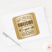 Sticker Carré Gold 80th Anniversaire Célébration World Meilleur  (Enveloppe)