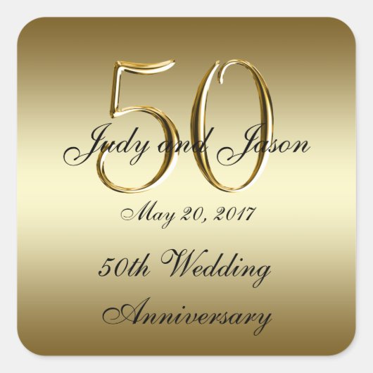 Sticker Carré Gold Black 50e anniversaire Mariage (Devant)