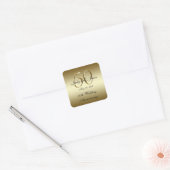 Sticker Carré Gold Black 50e anniversaire Mariage (Enveloppe)