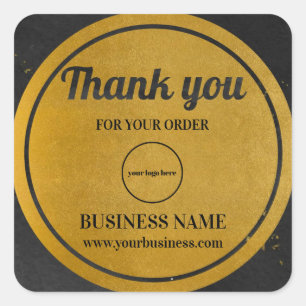 Sticker Carré Gold Black Business Merci d'entreprise