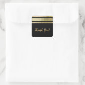 Sticker Carré Gold & Black Modern Chic Mariage élégant (Sac)