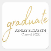 Sticker Carré Gold Black Modern Graduate script Graduation (Devant)