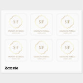 Sticker Carré Gold Blanc Ornate Wedding Favor (Feuille)